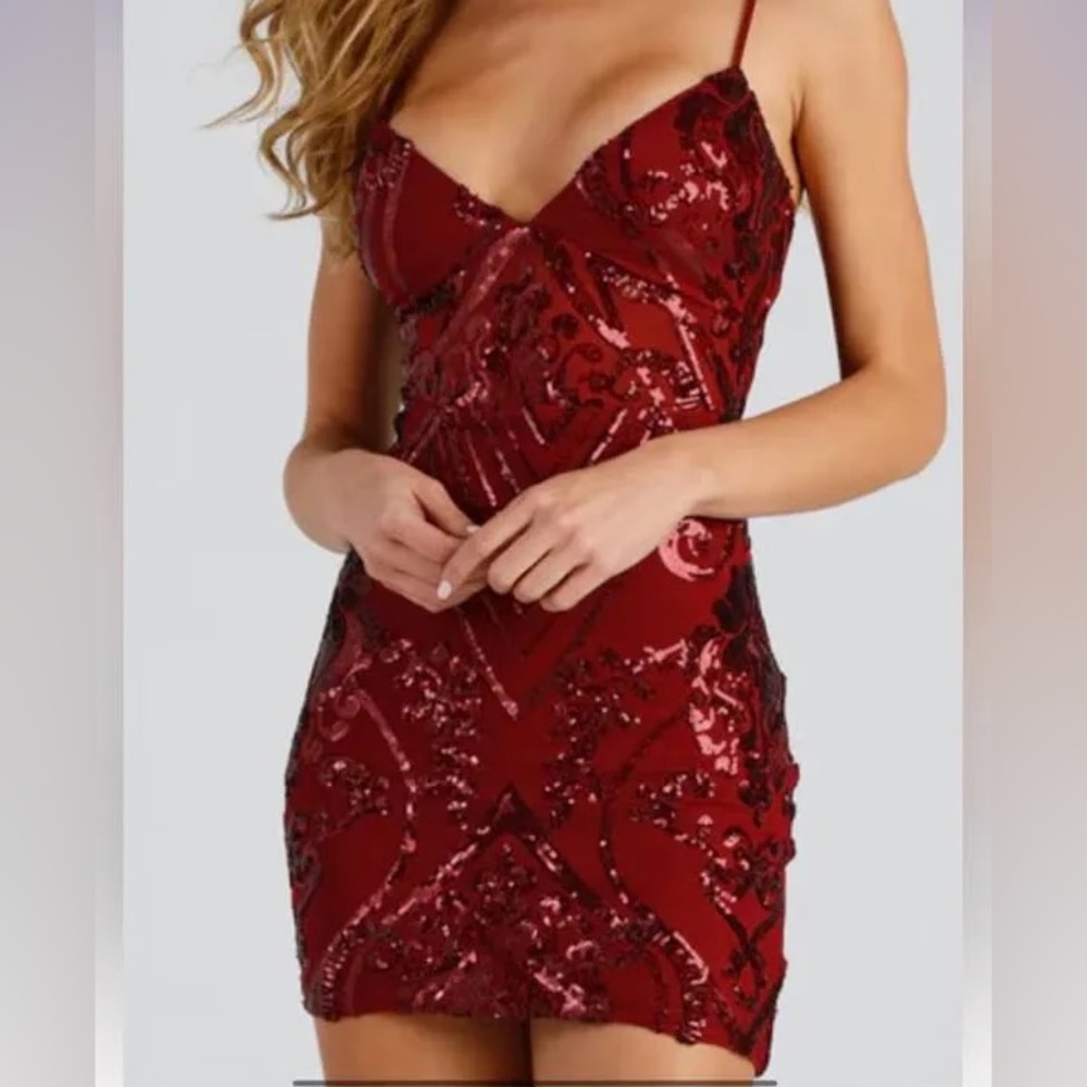 Windsor Red Sequin dress XS